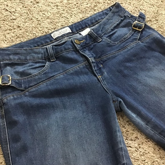 Phat Fashions Silver Label Size 15 Capri Jeans Women's Side Buckles - Picture 9 of 14